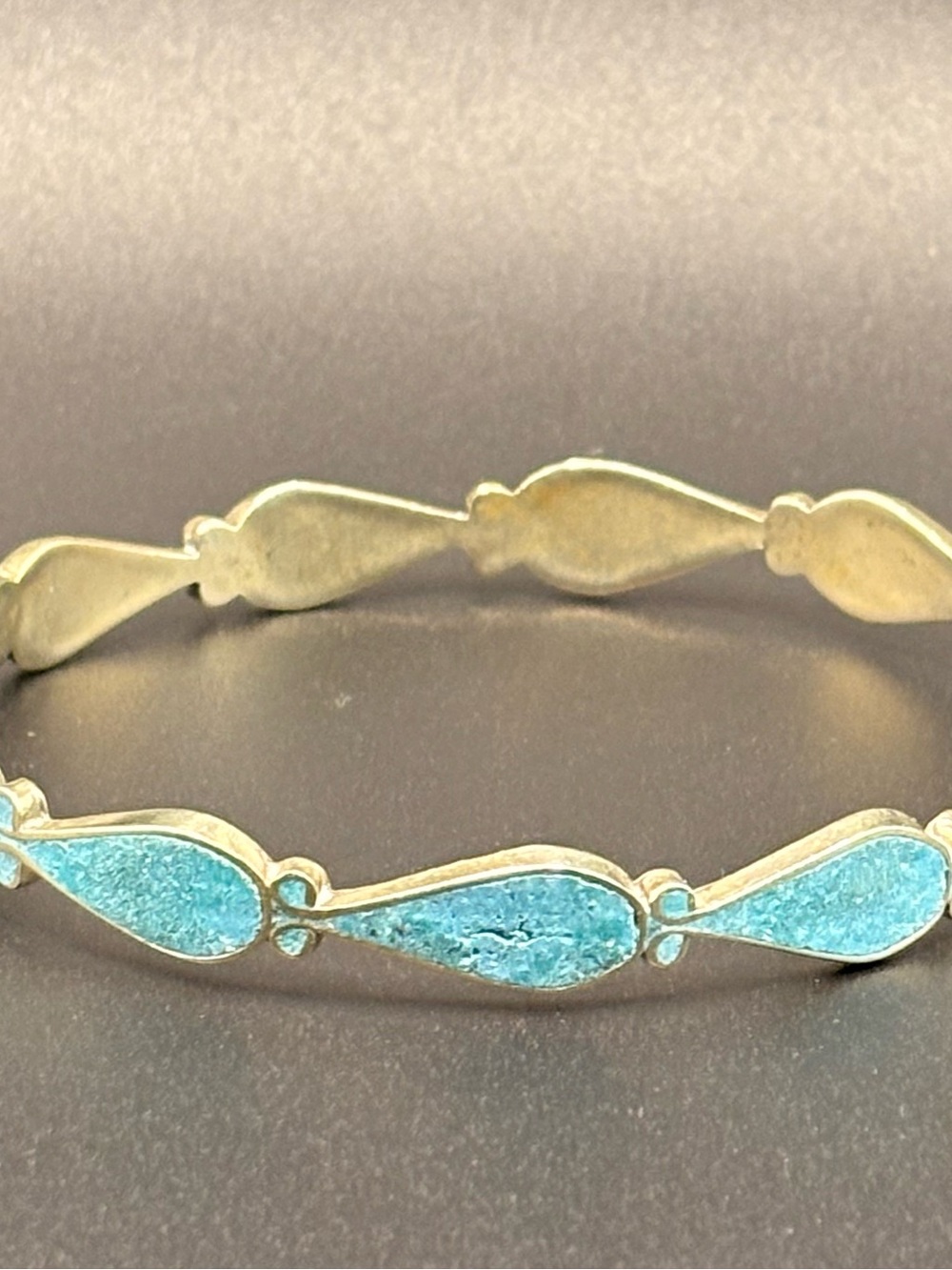 Vintage Mexico 925 Sterling Turquoise Inlay Link Bracelet Eagle Mark - Picture 2 of 8